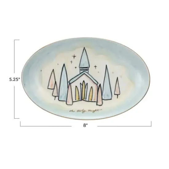Hello Honey&reg; 8" Oh Holy Night Hand-Painted Stoneware Plate {4}