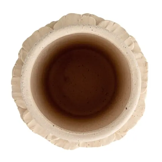 Hello Honey&reg; 10" Matte Cream Ruffled Elegance Stoneware Vase {8}