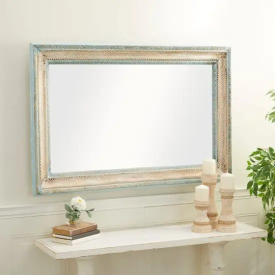 48" White Wood Farmhouse Wall Mirror {3}