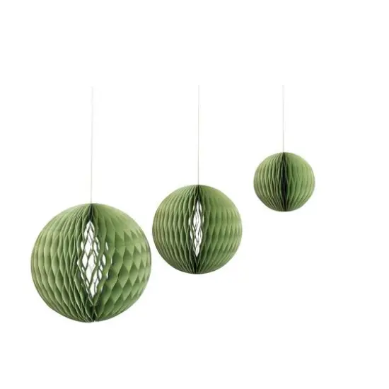Hello Honey&reg; 3ct. Honeycomb Paper Ball Ornaments Mint {1}