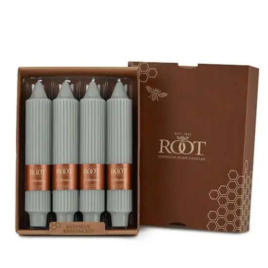 Root Candles 7" Unscented Grecian Collenette Taper Candles, 4ct. Sage Green {1}