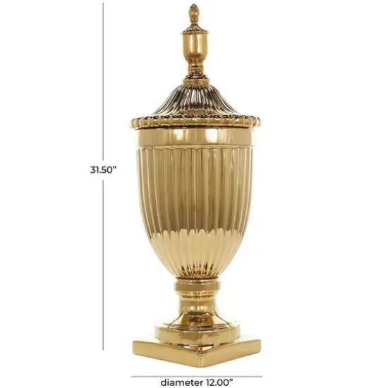 31.5" Gold Ceramic Decorative Jars with Grooves {9}