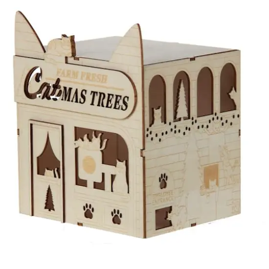 7" DIY Villages Cat-Mas LED Wood D&eacute;cor by Make Market&reg; {4}