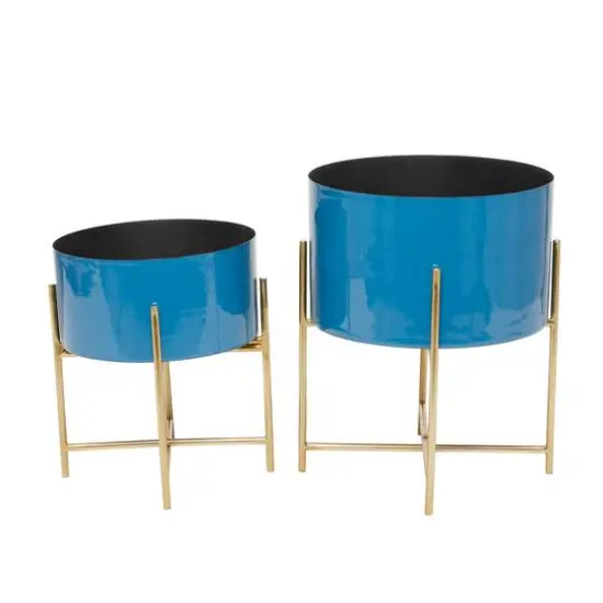Blue Modern Planter, Set of 2" 15", 12" {7}