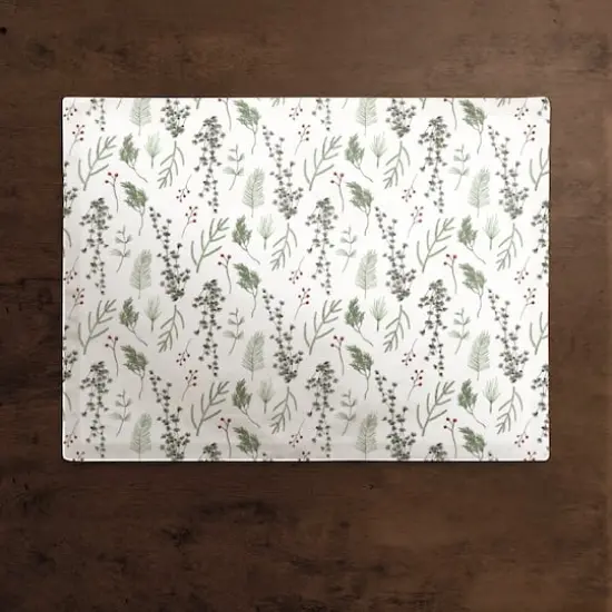Pine Greenery on White Cotton Twill Placemat {3}