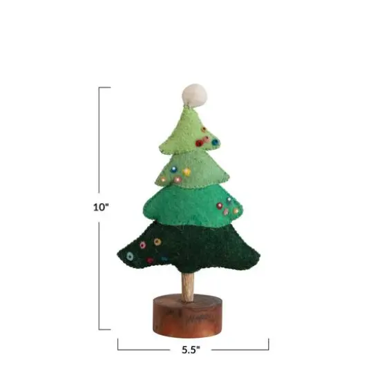Hello Honey&reg; 10" Green Wool Felt Tree with Beads {3}