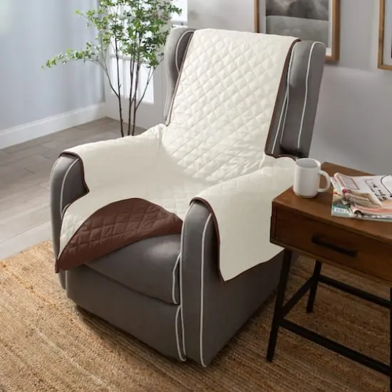 Home Details Reversible Quilted Furniture Chair Recliner Seat Protector Chocolate/Taupe {5}