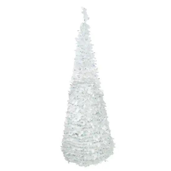 6ft. Pre-Lit White Tinsel Pop-Up Artificial Christmas Tree, Blue Lights {1}