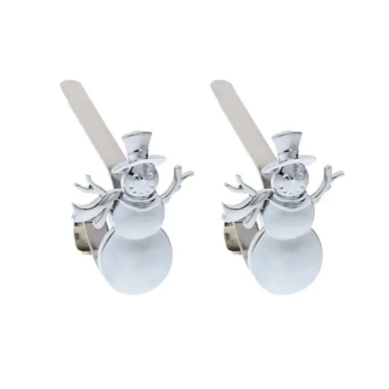 Original MantleClip&reg; Silver Snowman Icons Stocking Holders, 2ct. {1}