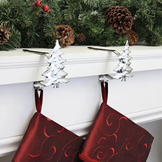 Original MantleClip&reg; Silver Tree Icons Stocking Holders, 2ct. {3}