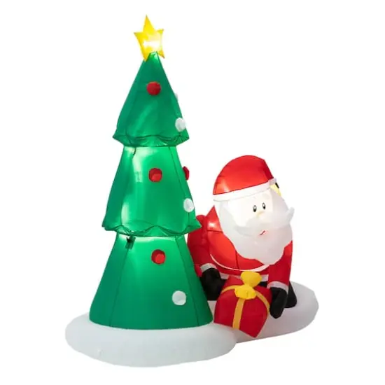 Glitzhome&reg; 6.5ft. Lighted Dog Bites Santa Inflatable D&eacute;cor {5}