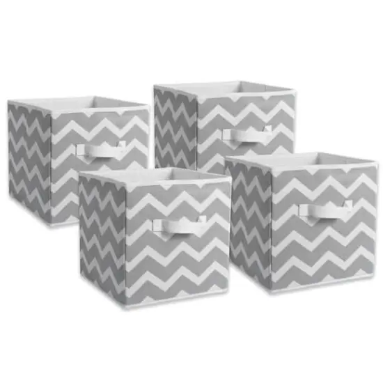 DII&reg; 11" Gray Chevron Square Non-Woven Fabric Cubes, 4ct. {1}