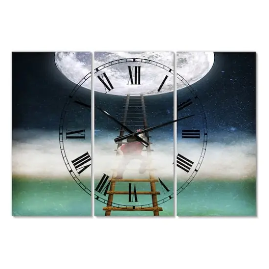 Designart Reach for the Moon Modern Multipanel Wall Clock {7}