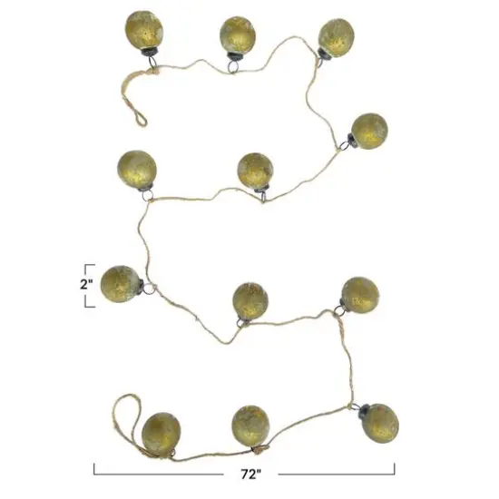 Hello Honey® 6ft. Matte Olive Green & Gold Finish Glass Ball Ornament Garland {4}