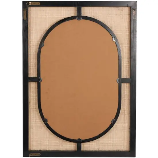 42" Brown Rattan Wall Mirror with Black Accent Frame {5}