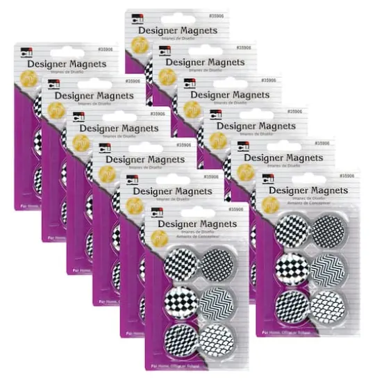 Charles Leonard Super Strong Designer Button Style Magnets, 12 packs of 6 {1}