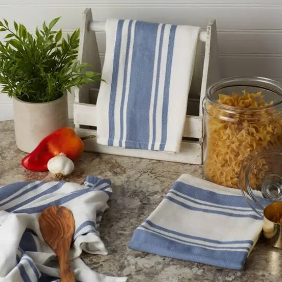 DII&reg; Stonewash Blue Chef Stripe Dish Towels, 3ct. {3}