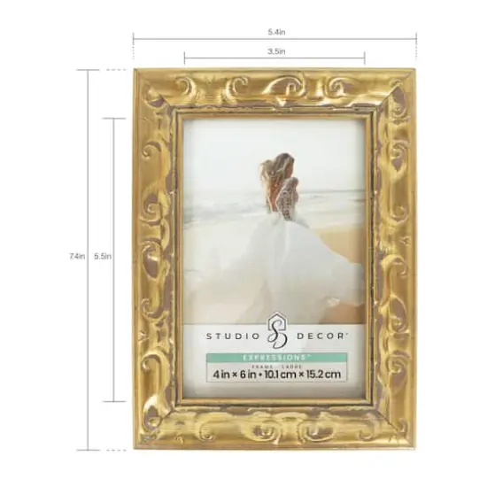 Expressions&trade; 4" x 6" Gold Ornate Wood Frame by Studio D&eacute;cor&reg; {6}