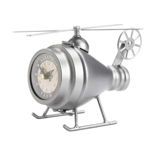Silver Helicopter Desk Clock {1}