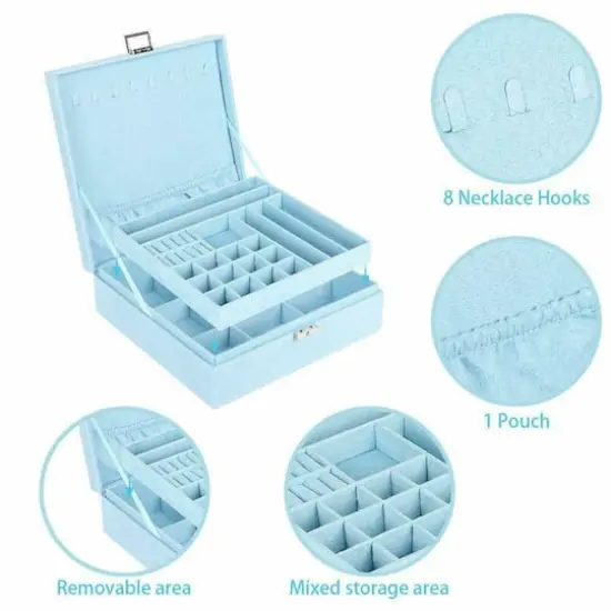 NEX&trade; 2-Layer 10.5" Lint Jewelry Box Organizer {4}