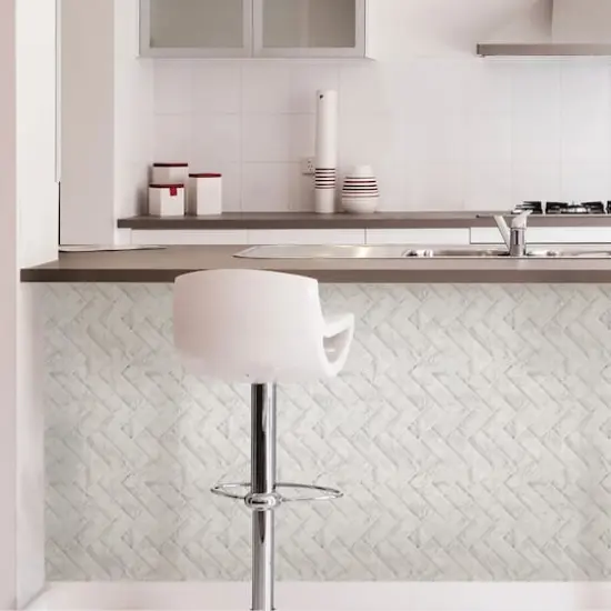 InHome Herringbone Carrara Peel & Stick Backsplash Tiles {5}