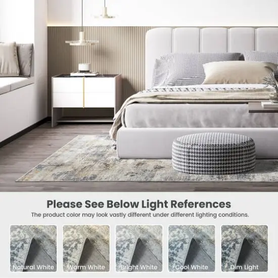 Glitzhome&reg; 5ft. x 8ft. Gray, Ivory & Tan Abstract Area Rug {7}