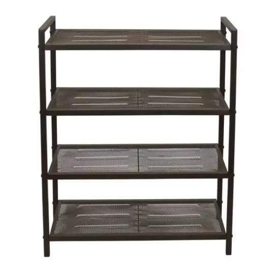 Household Essentials 32" 4-Tier Metal Shoe Rack Brown {7}
