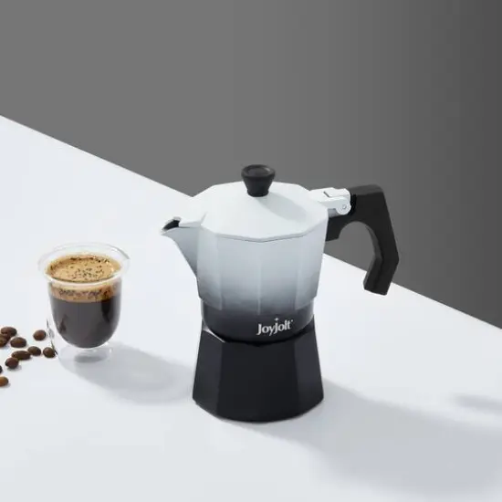 JoyJolt&reg; Italian Moka Pot 6 Cup Stovetop Aluminum Espresso Maker Black {7}