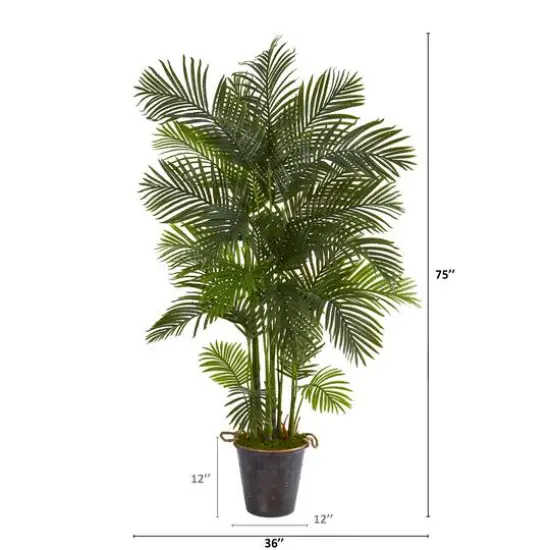 6.2ft. Areca Palm Artificial Tree in Decorative Metal Pail with Rope {3}