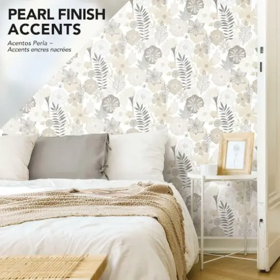 RoomMates Perennial Blooms Peel & Stick Wallpaper Beige {5}