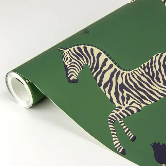 Scalamandre Serengeti Green Zebra Safari Peel & Stick Wallpaper  {3}