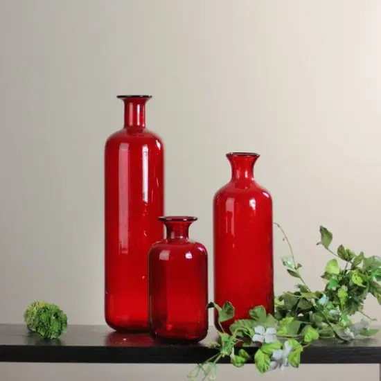 Translucent Candy Apple Red Glass Bottle Set {4}
