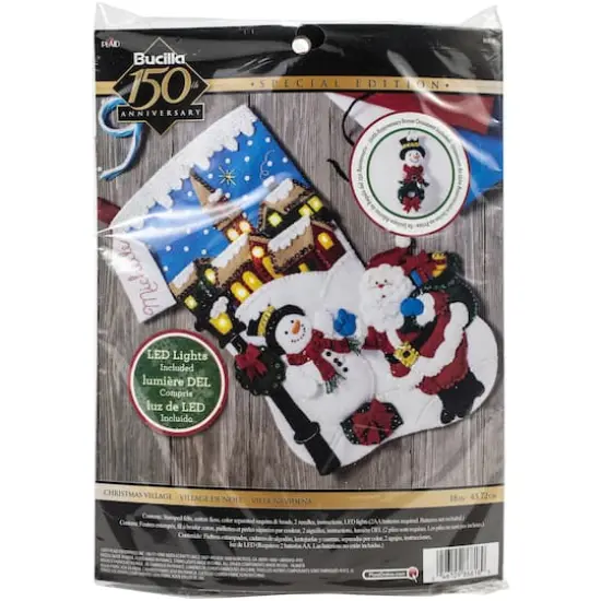 Bucilla Christmas Village With Lights Felt Stocking Kit {1}