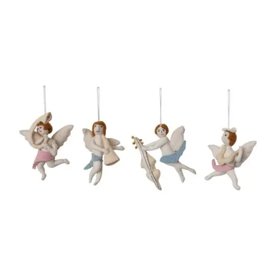 Hello Honey&reg; Handmade Wool Felt Cherub Ornaments with Musical Instruments Set {1}