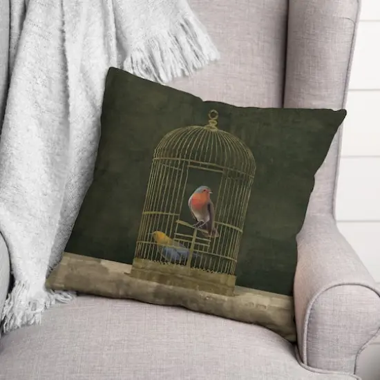 Gold Birdcage 18" x 18" Indoor/Outdoor Pillow {4}