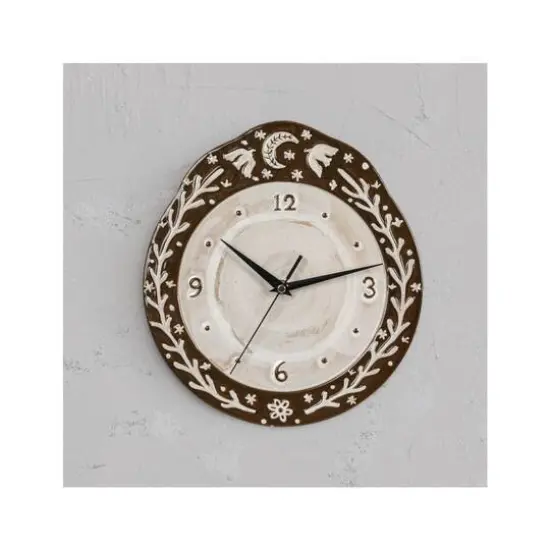 Hello Honey® Brown & White Night Sky Embossed Stoneware Clock {4}