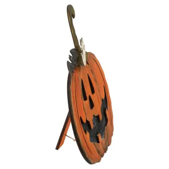 13" Jack-O-Lantern with Ghost & Bat Halloween Decoration {4}