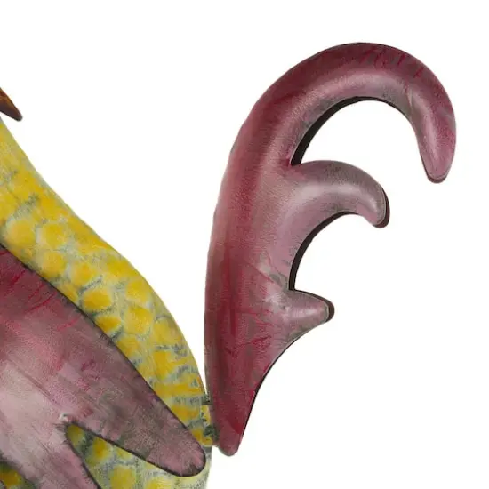 27.75" Red, Yellow & Black Textured Metal Rooster Garden Sculpture {7}