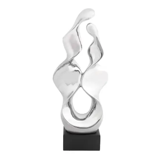 27" Silver Ceramic Modern Abstract Sculpture {1}