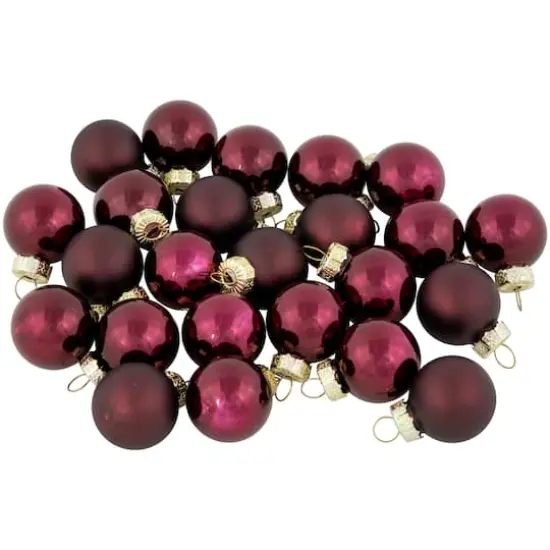 24ct. 1" Shiny & Matte Red Glass Ball Ornaments  {1}