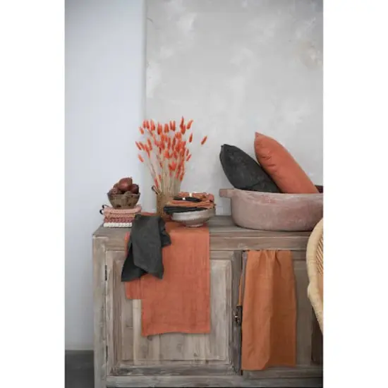 Hello Honey&reg; Stonewashed Linen Decorative Tea Towel Rust {4}