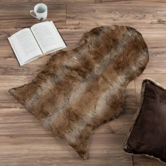 Hastings Home Faux Sheepskin Fur Rug, 2ft. x 3ft. Brown {8}