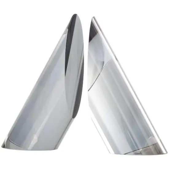 7" Silver Crystal Geometric Pyramid Shaped Bookends Set {1}