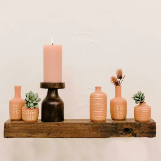 Hello Honey&reg; Stoneware Vases with Gold Pattern Set Terracotta {6}