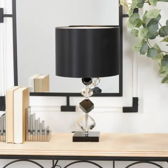 Clear & Black Crystal Geometric Diamond Inspired Table Lamp {3}