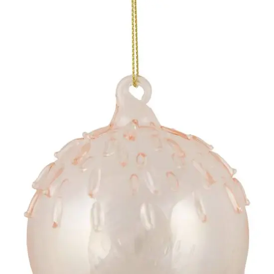 3" Pink Iridescent Glass Ball Ornament {4}