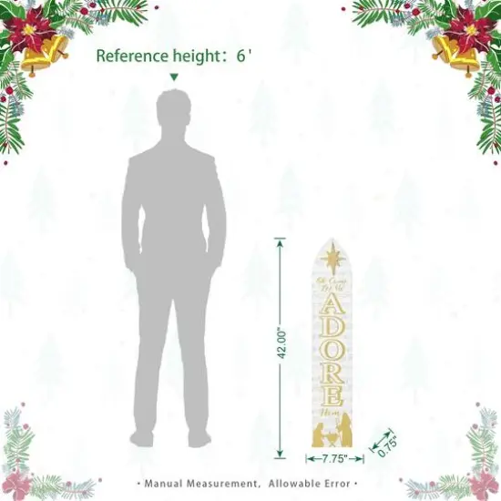 Glitzhome® 42" Wood "Let Us Adore Him" Nativity Porch Décor {9}