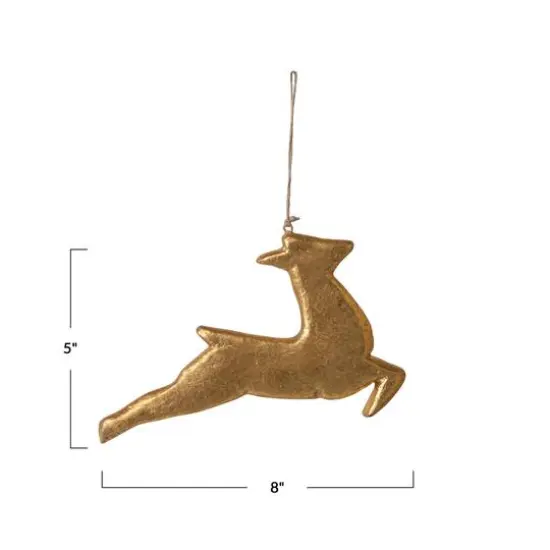 Hello Honey&reg; 8" Gold Paper Mache Deer Ornament {4}