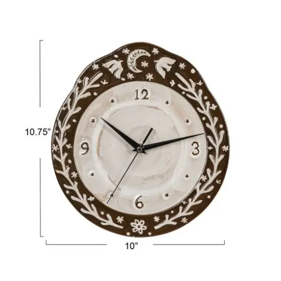 Hello Honey® Brown & White Night Sky Embossed Stoneware Clock {5}