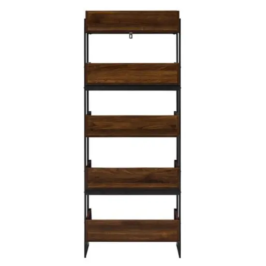 Walker Edison 64" Dark Walnut 5-Shelf Bookshelf {3}